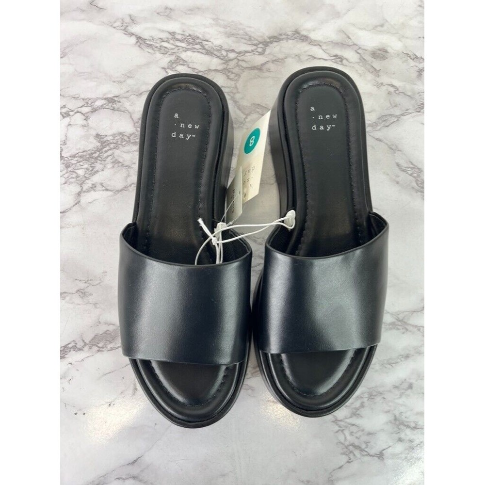 a new day Black Slide Sandals